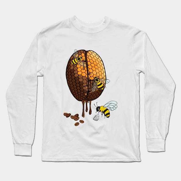 Busy Bees Drinking Coffees Long Sleeve T-Shirt by Mada's Coffee Shop